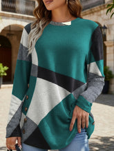 Contrast print long-sleeved T-shirt top